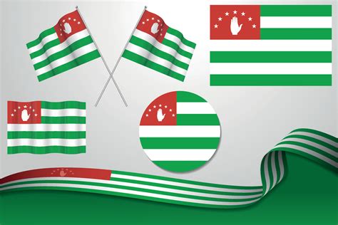 Set Of Abkhazia Flags In Different Designs Icon Flaying Flags And