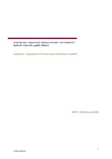 Pdf Guidance Regulation Of Virtual Asset Activities In Adgm