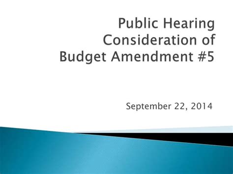 Budget Amendment No 5 Ppt