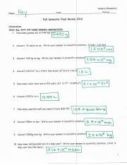 Honors Chemistry Fall Semester Review Conversions And Final Course Hero