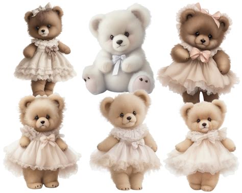 Shabby Chic Teddy Bears Clipart Png Files Commercial Use Transparent