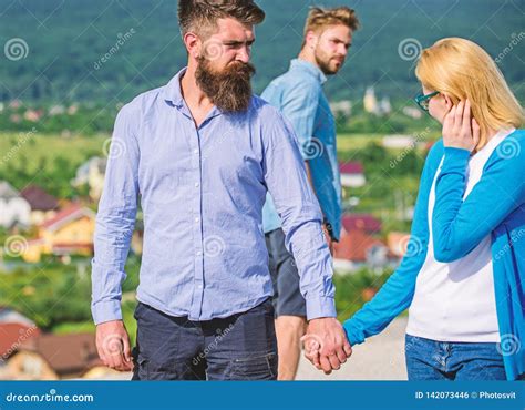 Jealous Concept Man With Beard Jealous Aggressive Because Girlfriend