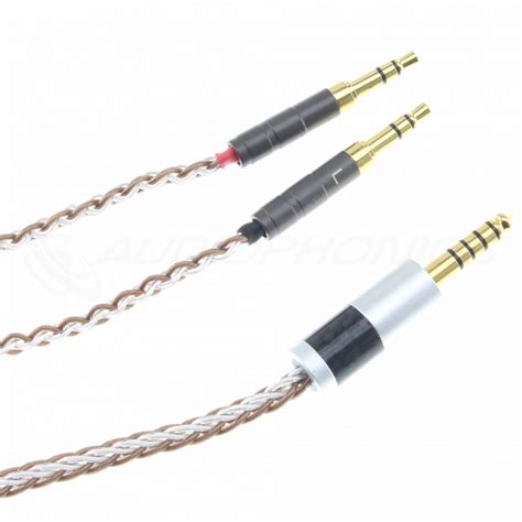 Headphone Balanced Cable Jack 4.4mm to 2x Jack 3.5mm OCC Copper Silver ...