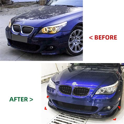 Front Bumper Spoiler Lip For BMW 5 Series E60 E61 M Sport 2004 10