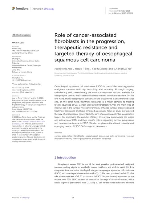 Pdf Role Of Cancer Associated Fibroblasts In The Progression