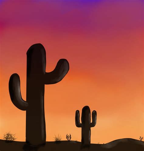 Desert Cactus Easy Painting Digital Sunset Canvas Painting Cactus Painting Desert Art