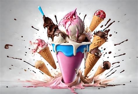 Premium Photo Indulge In The Delicious Ice Cream Explosion A Tempting