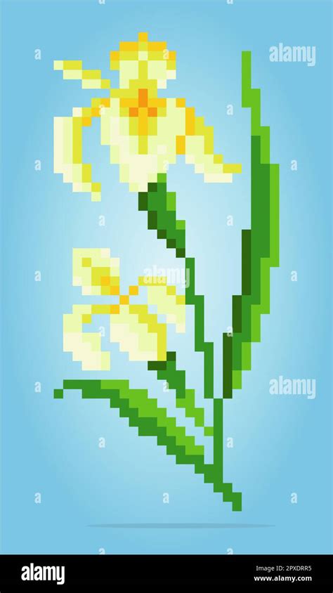 Bit Pixel Lily Flower Flores Amarillas Para Patrones De Punto De