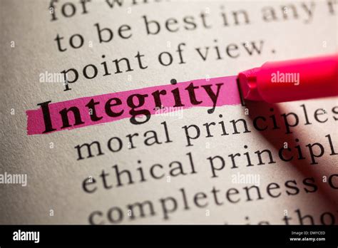 Fake Dictionary Definition Of The Word Integrity Stock Photo Alamy