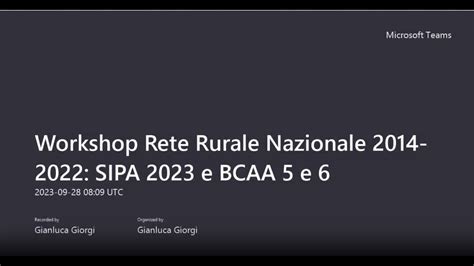 Workshop Rete Rurale Nazionale 2014 2022 SIPA 2023 E BCAA 5 E 6