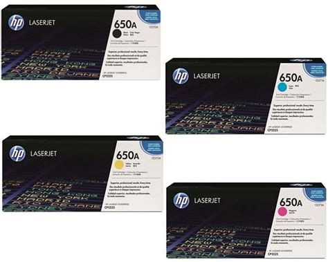 Hp 650a Color Laserjet Cp5525 M750 4 Color Toner Cartridge Set