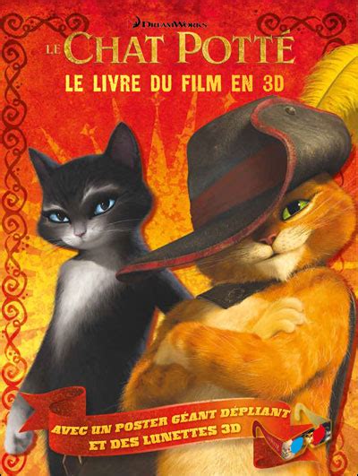 Le chat potte le livre du film en 3d Avec un poster géant dépliant et