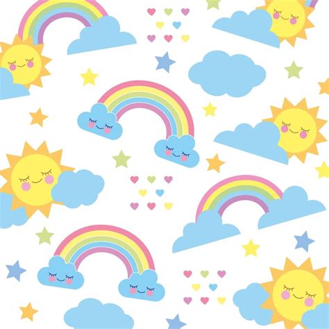 Premium Vector Cute Weather Pattern Background
