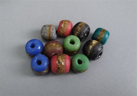 African Beads Ghana Krobo Recycled Glass To Mm Black Mixed Lot