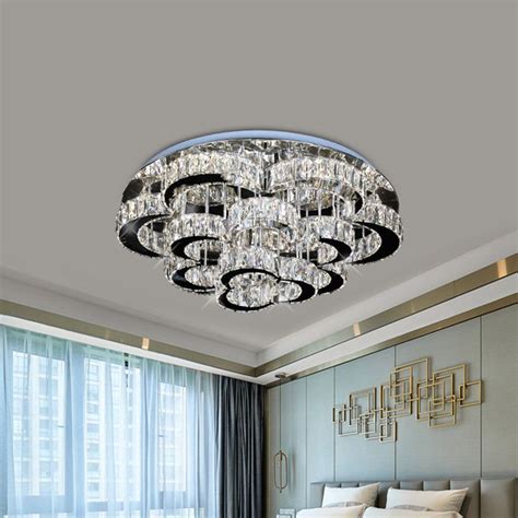 Tiered Floral Semi Flush Mount Modernist Crystal LED Parlor Ceiling