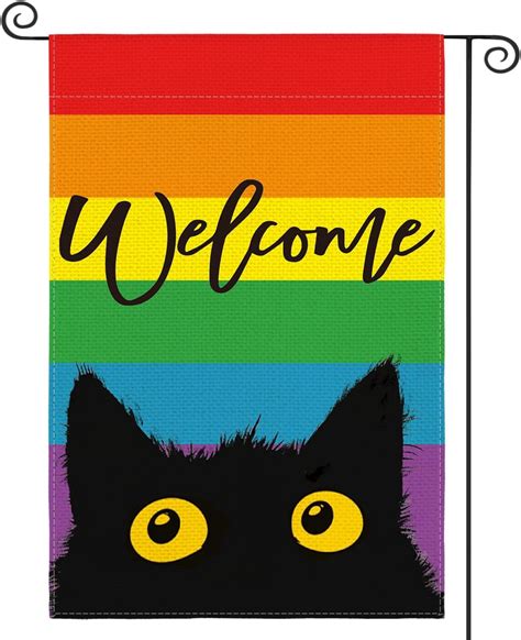 Colorlife Welcome Lgbtq Pride Parade Rainbow Cat Garden Flag Double