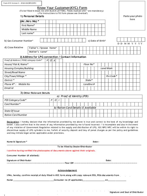 Fillable Online Fillable Online Form Kyc Version Know Your Customerkyc