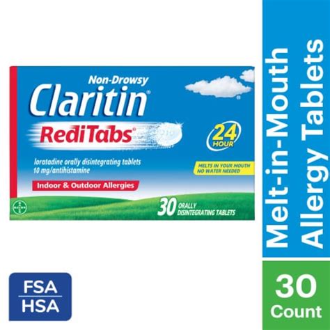 Claritin® 24 Hour Non Drowsy Reditabs® Allergy Medicine Loratadine Tablets 10mg 30 Ct Qfc