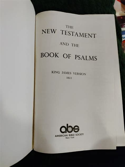 BIBLE NEW TESTAMENT AND PSALMS KING JAMES VERSION 1611 By ABS LARGE