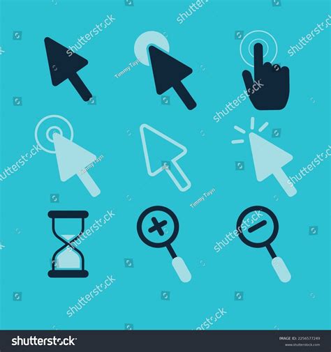 Flat Design Collection Various Cursor Icons Stock Vector Royalty Free