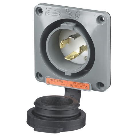 Hubbell Wiring Hbl2715sw Extra Heavy Duty Watertight Polarized Locking Receptacle 3 Pole 4 Wire