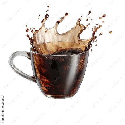 A Transparent Splashing Cup Of Coffee On A Transparent Background Png