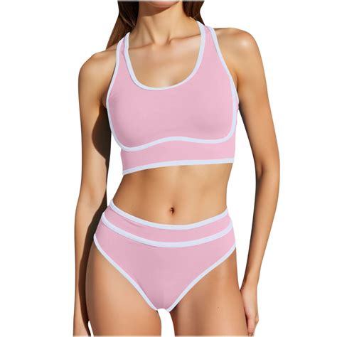 Diskebuiss Women S Bikini Summer Strap Sporty Bathing Suit High Cut Swimsuit For Beach Outings