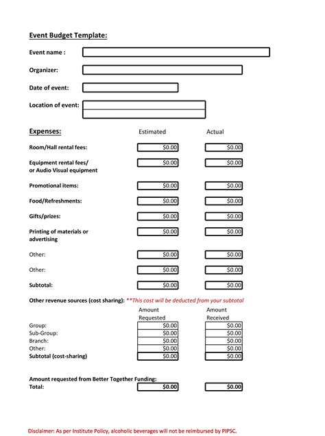 50 Useful Event Budget Templates Party Budget Planners