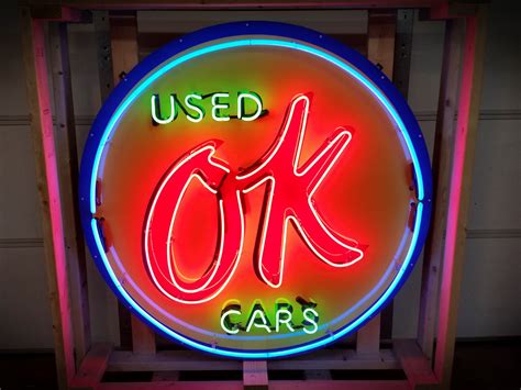 Ok Used Cars Custom Made Neon Tin Sign Open Roads May Rm Sotheby S