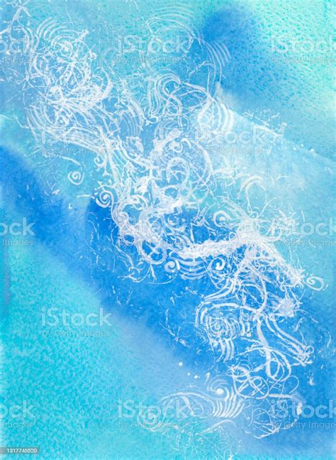 Watercolor Abstract Sea With Splashes Stock Illustration Download