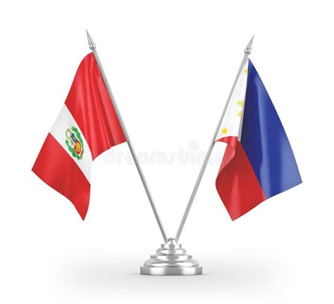 Peru And Philippines Two Flags On Flagpoles And Blue Sky Stock Photo