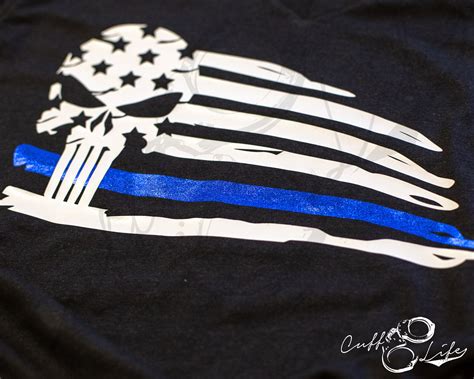 Thin Blue Line Skull Flag Boyfriend Fit Tee / Thin Blue Line | Etsy