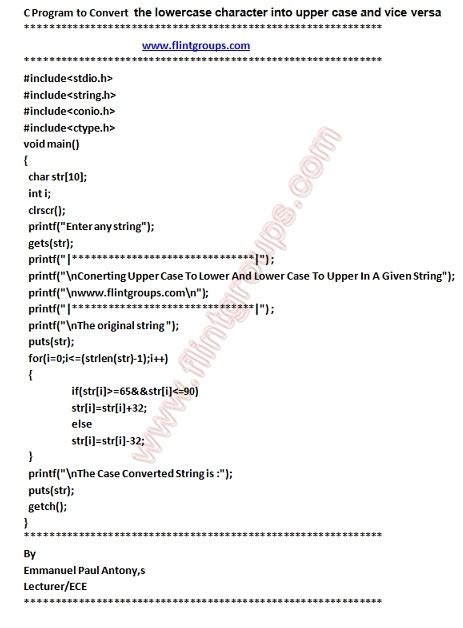 C Program To Convert Upper Case To Lower Case And Lower Case To Upper