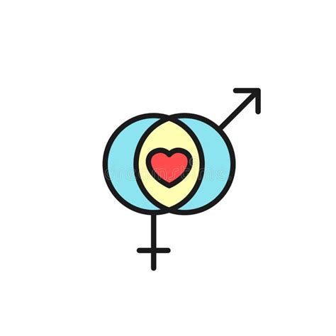 Male And Female Sex Symbol With Love Icon Simple Clean Monoline Design