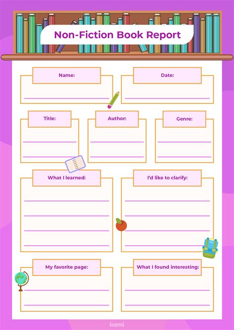 Non Fiction Book Report Template For Teachers Perfect For Grades Th