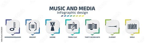 Music And Media Infographic Design Template With Hemidemisemiquaver