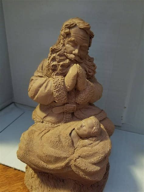 John Pleasants 1994 Item 6238 Unfinished Pecan Resin Santa Kneeling