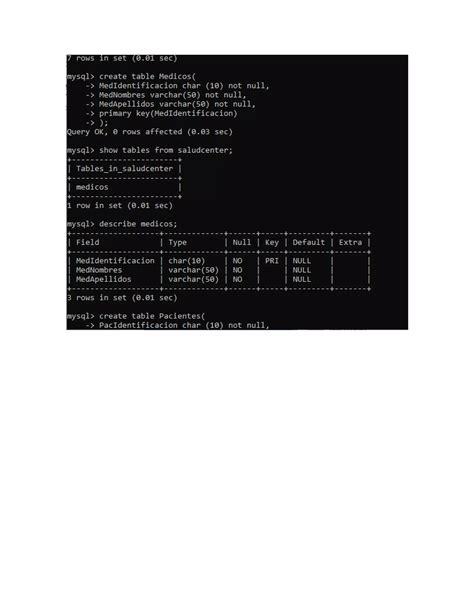 Creaci N De Base De Datos Y Tablas En La Consola De Mysql Pdf