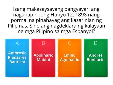 Deklarasyon Ng Kalayaan Ng Pilipinas At Pagtatag Ng Unang Republika Ng