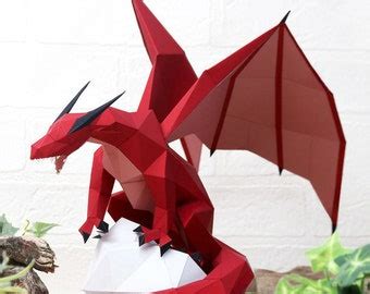 Papercraft 3D DRAGON HEAD Low Poly Dragon Wall Decor For Etsy