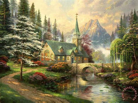 Thomas Kinkade Dogwood Chapel painting - Dogwood Chapel print for sale