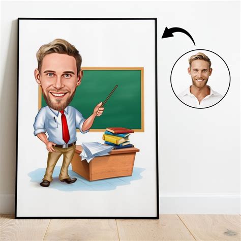 Custom Teacher Caricature Personalized Teacher Portrait Etsy