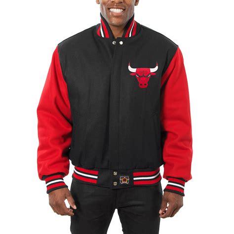 Mens Chicago Bulls Jh Design Black Domestic Two Tone Wool Jacket