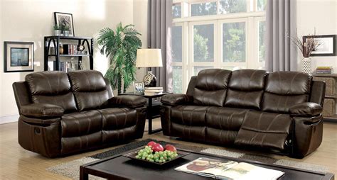 Transitional Rustic Dark Brown Leatherette Recliner Living Room Set ...