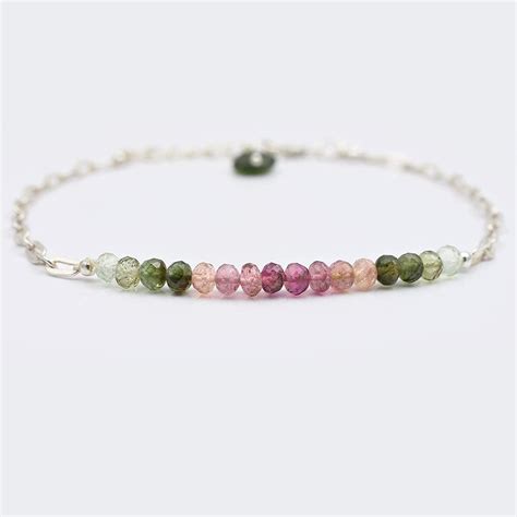 Watermelon Tourmaline Bracelet With Silver Chains