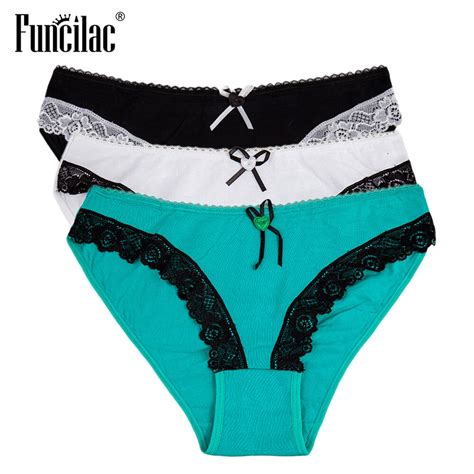 Sexy Panties For Women Lace Patchwork Briefs Soft Cotton Underwear Bow