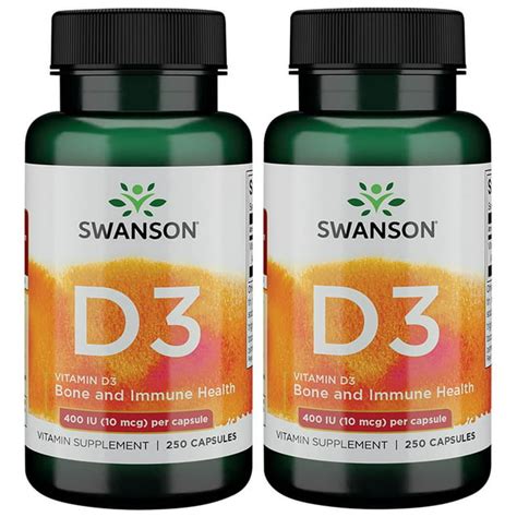 Swanson Vitamin D3 400 Iu 10 Mcg 250 Caps 2 Pack