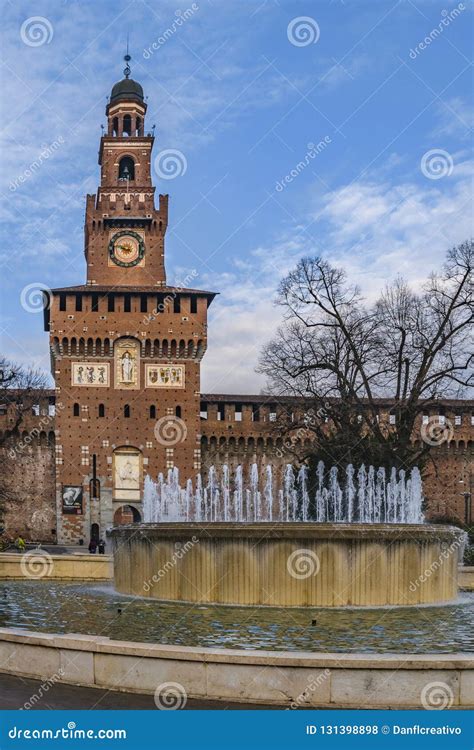 Exterior View of Sforza Castle Stock Photo - Image of city, history ...