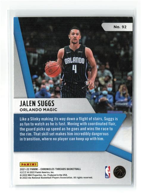 Panini Chronicles Threads Jalen Suggs Rc For Sale