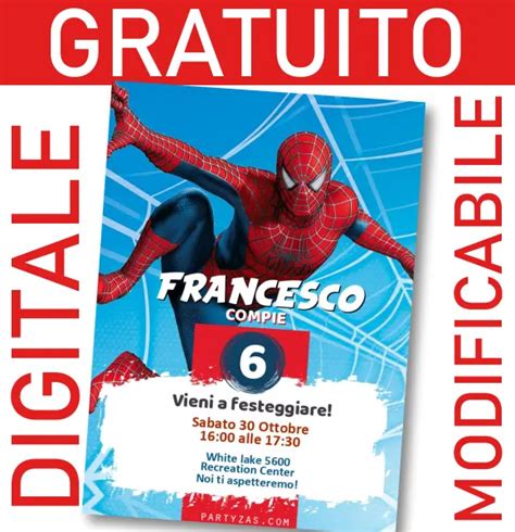 GRATUITO Invito Spider Man Uomo Ragno Modificabile Digitale